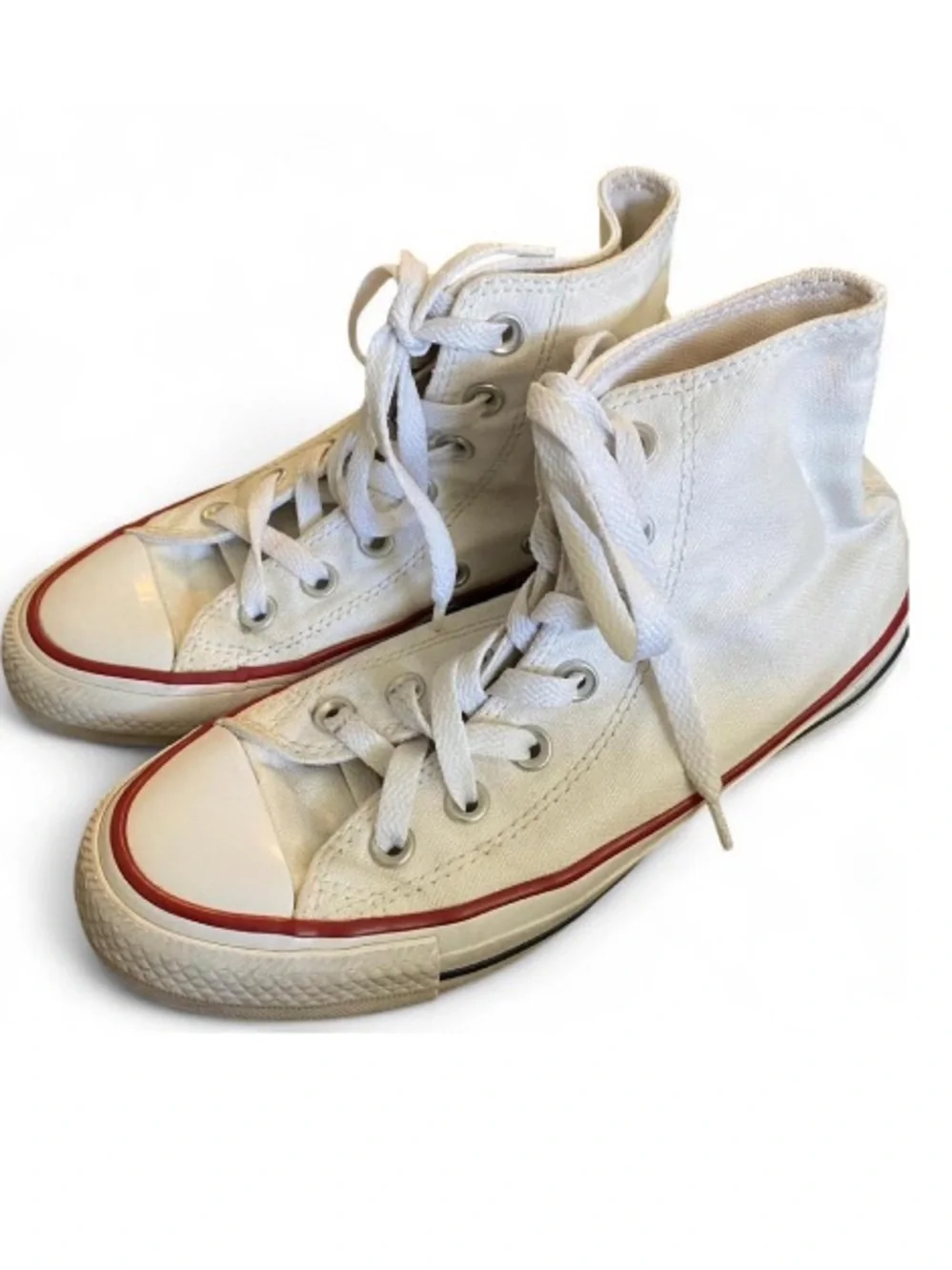 Converse Kids White High-Top Sneakers with Red Trim - Picture 1 of 3